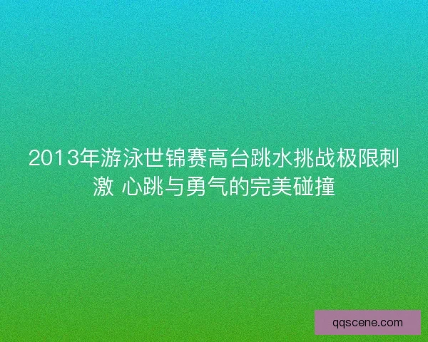 2013年游泳世锦赛高台跳水挑战极限刺激 心跳与勇气的完美碰撞